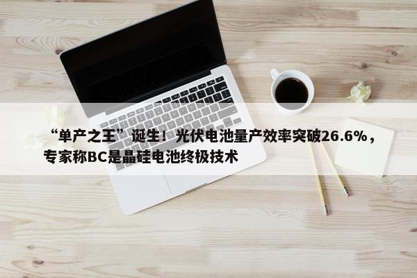 “单产之王”诞生！光伏电池量产效率突破26.6%，专家称BC是晶硅电池终极技术