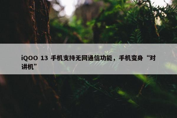 iQOO 13 手机支持无网通信功能，手机变身“对讲机”