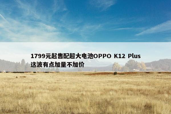 1799元起售配超大电池OPPO K12 Plus这波有点加量不加价