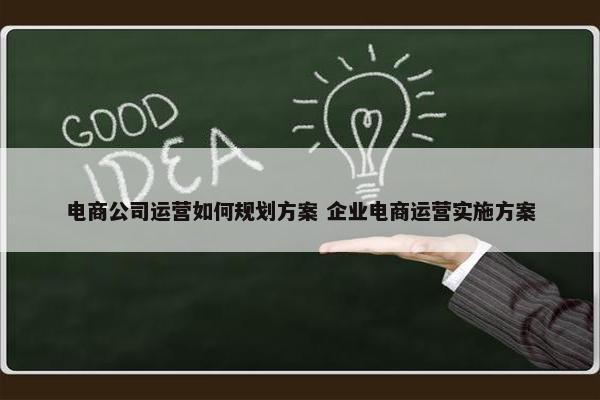 电商公司运营如何规划方案 企业电商运营实施方案