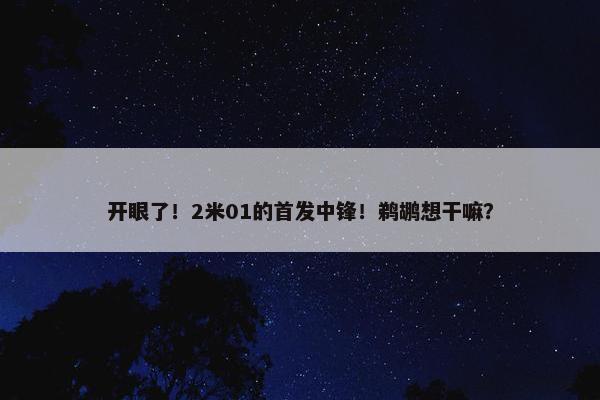 开眼了！2米01的首发中锋！鹈鹕想干嘛？