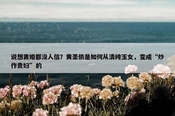 说想离婚都没人信？黄圣依是如何从清纯玉女，变成“炒作贵妇”的