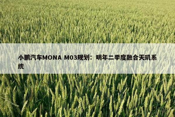 小鹏汽车MONA M03规划：明年二季度融合天玑系统