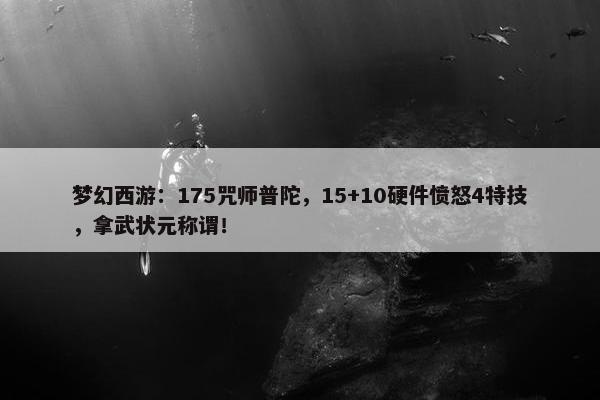 梦幻西游：175咒师普陀，15+10硬件愤怒4特技，拿武状元称谓！