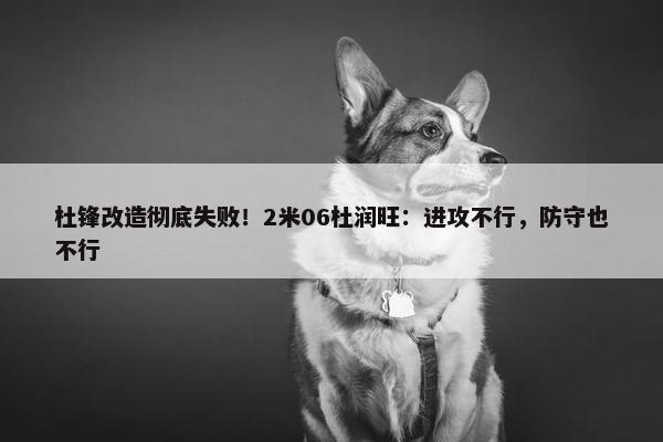 杜锋改造彻底失败！2米06杜润旺：进攻不行，防守也不行