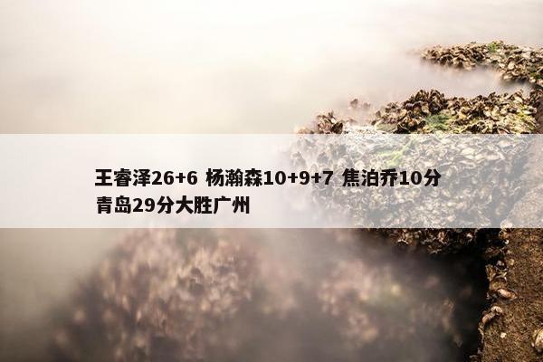 王睿泽26+6 杨瀚森10+9+7 焦泊乔10分 青岛29分大胜广州