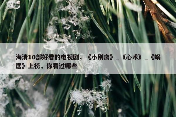 海清10部好看的电视剧，《小别离》_《心术》_《蜗居》上榜，你看过哪些