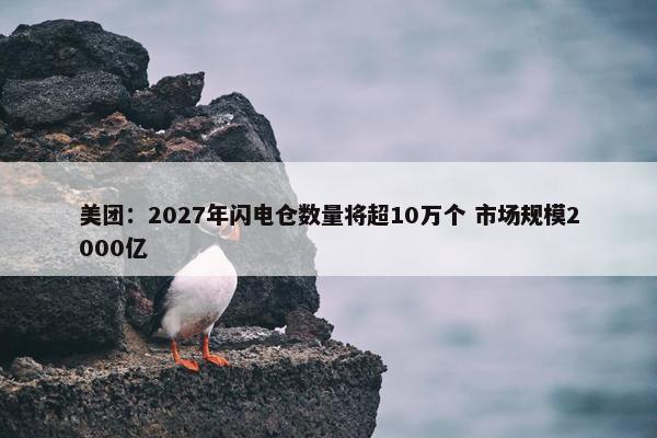 美团：2027年闪电仓数量将超10万个 市场规模2000亿