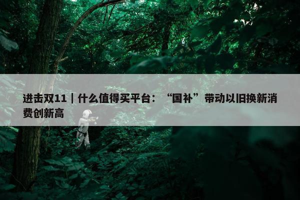 进击双11｜什么值得买平台：“国补”带动以旧换新消费创新高