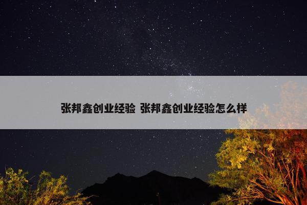 张邦鑫创业经验 张邦鑫创业经验怎么样