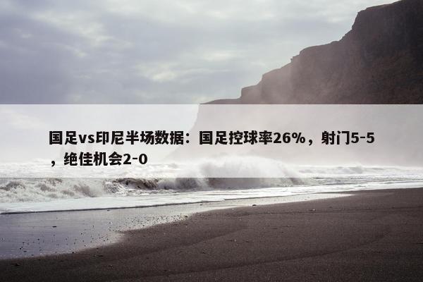 国足vs印尼半场数据：国足控球率26%，射门5-5，绝佳机会2-0