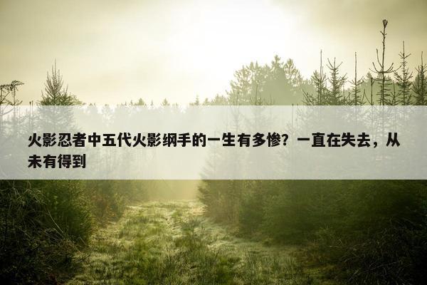 火影忍者中五代火影纲手的一生有多惨？一直在失去，从未有得到