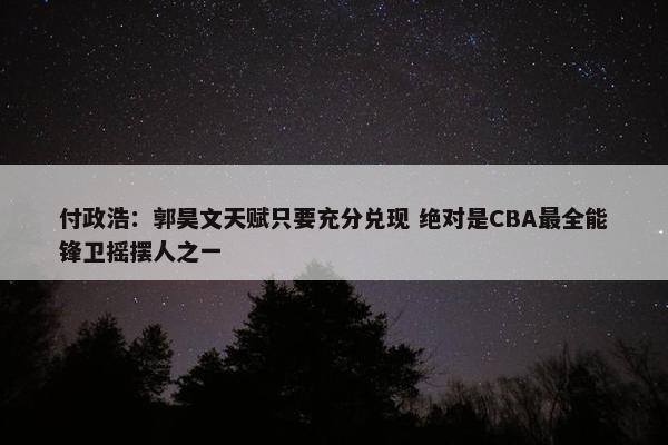 付政浩：郭昊文天赋只要充分兑现 绝对是CBA最全能锋卫摇摆人之一