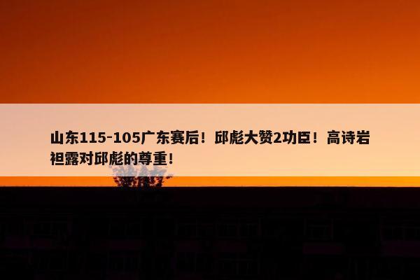 山东115-105广东赛后！邱彪大赞2功臣！高诗岩袒露对邱彪的尊重！