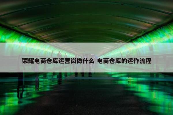 荣耀电商仓库运营岗做什么 电商仓库的运作流程