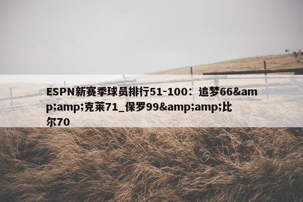 ESPN新赛季球员排行51-100：追梦66&amp;克莱71_保罗99&amp;比尔70