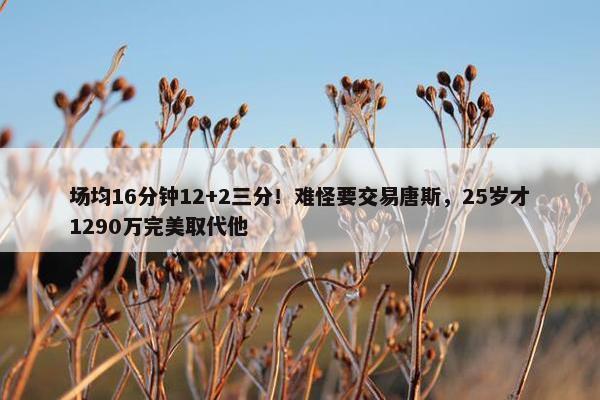 场均16分钟12+2三分！难怪要交易唐斯，25岁才1290万完美取代他