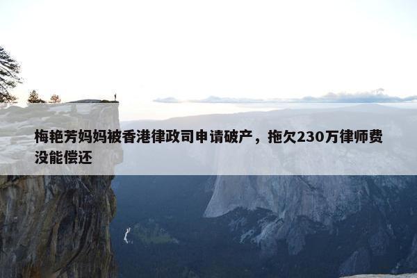 梅艳芳妈妈被香港律政司申请破产，拖欠230万律师费没能偿还