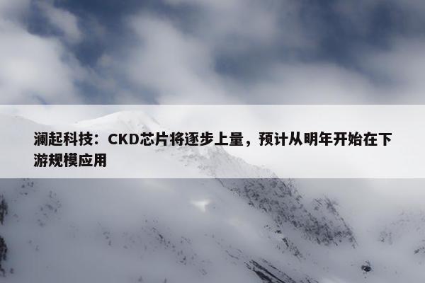 澜起科技：CKD芯片将逐步上量，预计从明年开始在下游规模应用