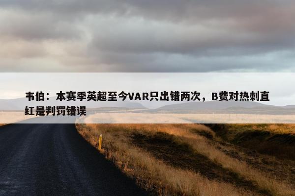 韦伯：本赛季英超至今VAR只出错两次，B费对热刺直红是判罚错误