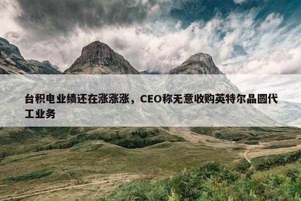 台积电业绩还在涨涨涨，CEO称无意收购英特尔晶圆代工业务