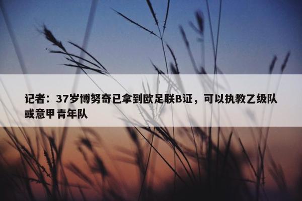 记者：37岁博努奇已拿到欧足联B证，可以执教乙级队或意甲青年队