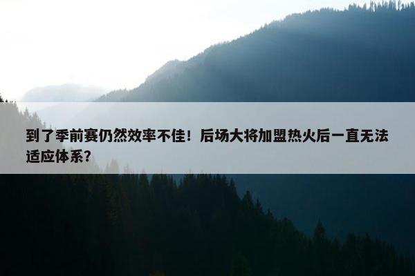 到了季前赛仍然效率不佳！后场大将加盟热火后一直无法适应体系？