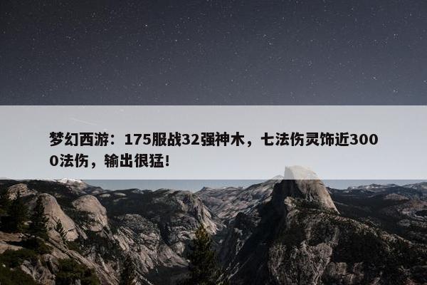 梦幻西游：175服战32强神木，七法伤灵饰近3000法伤，输出很猛！