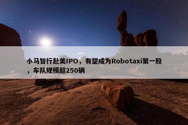 小马智行赴美IPO，有望成为Robotaxi第一股，车队规模超250辆