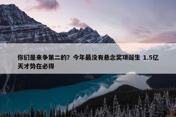 你们是来争第二的？今年最没有悬念奖项诞生 1.5亿天才势在必得