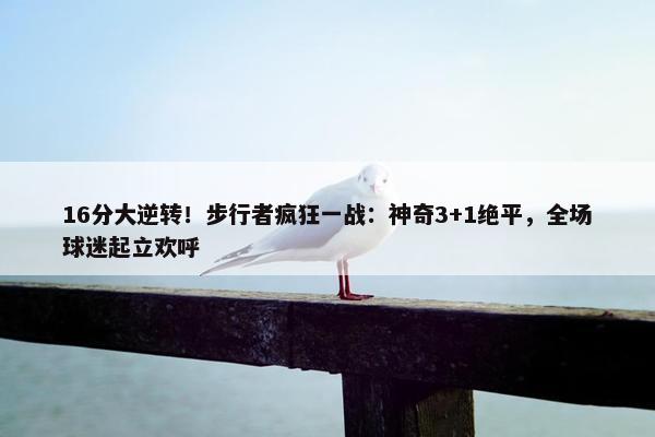 16分大逆转！步行者疯狂一战：神奇3+1绝平，全场球迷起立欢呼