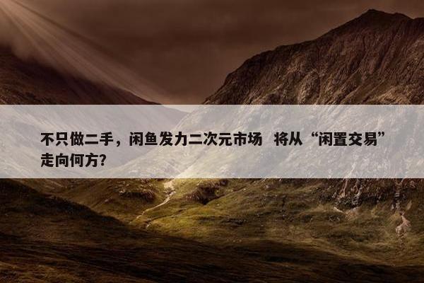 不只做二手，闲鱼发力二次元市场  将从“闲置交易”走向何方？