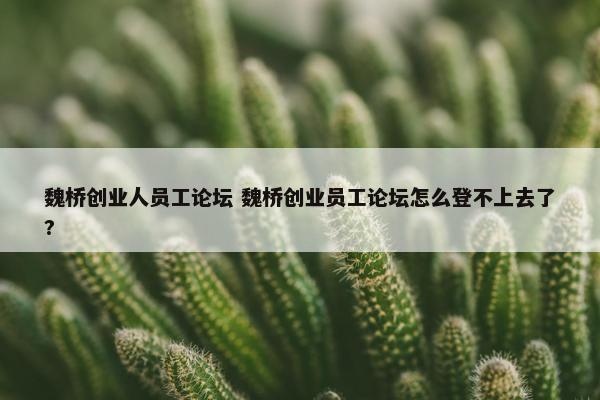 魏桥创业人员工论坛 魏桥创业员工论坛怎么登不上去了?