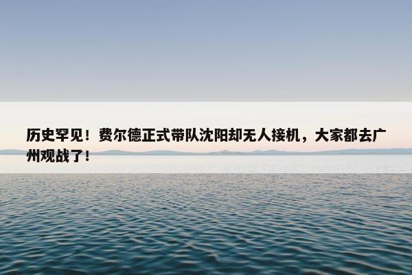 历史罕见！费尔德正式带队沈阳却无人接机，大家都去广州观战了！