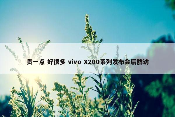 贵一点 好很多 vivo X200系列发布会后群访