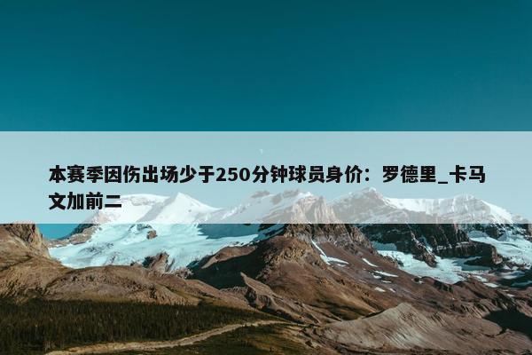 本赛季因伤出场少于250分钟球员身价：罗德里_卡马文加前二