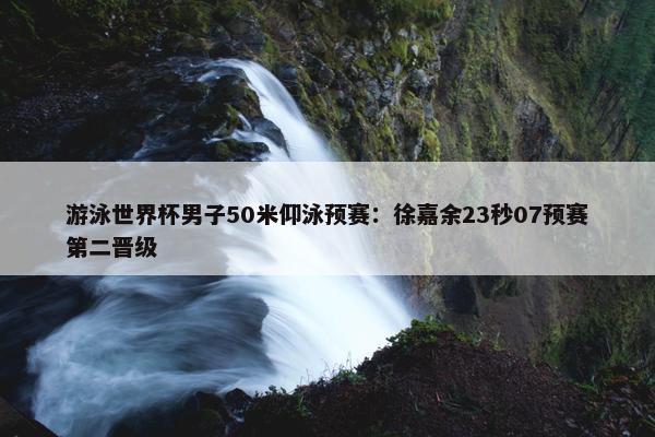 游泳世界杯男子50米仰泳预赛：徐嘉余23秒07预赛第二晋级