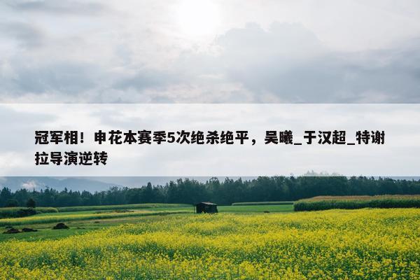 冠军相！申花本赛季5次绝杀绝平，吴曦_于汉超_特谢拉导演逆转