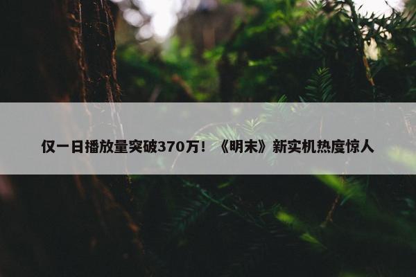 仅一日播放量突破370万！《明末》新实机热度惊人