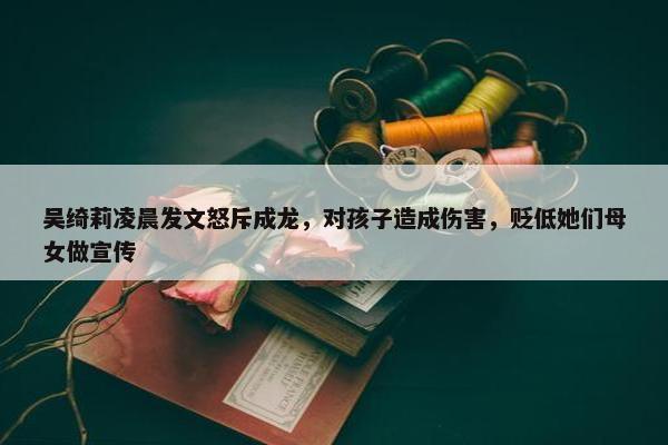 吴绮莉凌晨发文怒斥成龙，对孩子造成伤害，贬低她们母女做宣传