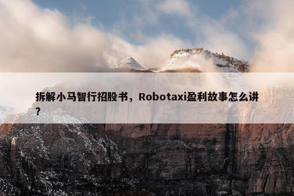 拆解小马智行招股书，Robotaxi盈利故事怎么讲？