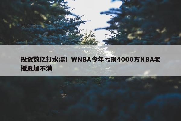 投资数亿打水漂！WNBA今年亏损4000万NBA老板愈加不满