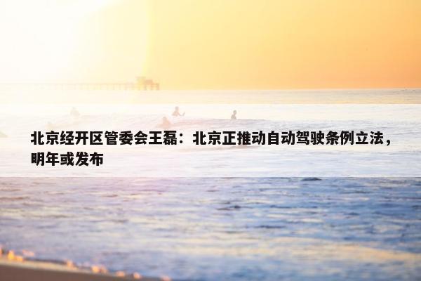 北京经开区管委会王磊：北京正推动自动驾驶条例立法，明年或发布