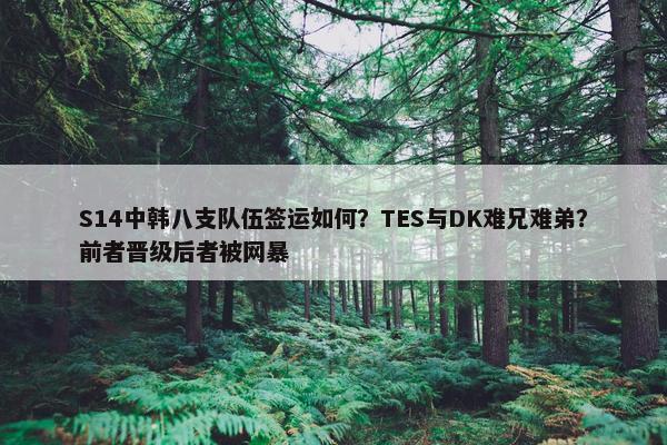 S14中韩八支队伍签运如何？TES与DK难兄难弟？前者晋级后者被网暴