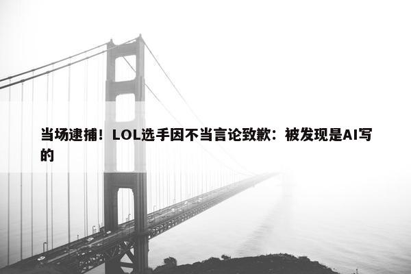 当场逮捕！LOL选手因不当言论致歉：被发现是AI写的