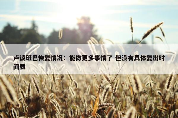 卢谈班巴恢复情况：能做更多事情了 但没有具体复出时间表