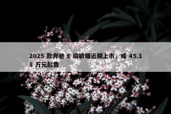 2025 款奔驰 E 级被曝近期上市，或 45.18 万元起售