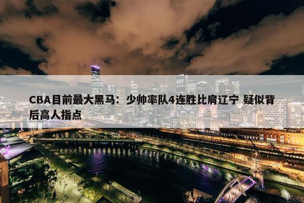 CBA目前最大黑马：少帅率队4连胜比肩辽宁 疑似背后高人指点