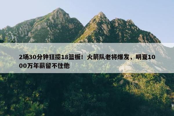 2场30分钟狂揽18篮板！火箭队老将爆发，明夏1000万年薪留不住他