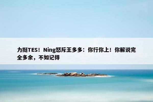 力挺TES！Ning怒斥王多多：你行你上！你解说完全多余，不如记得